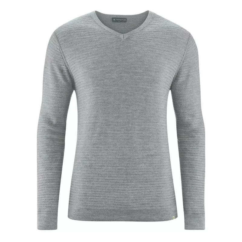 Pull homme col V chanvre et laine