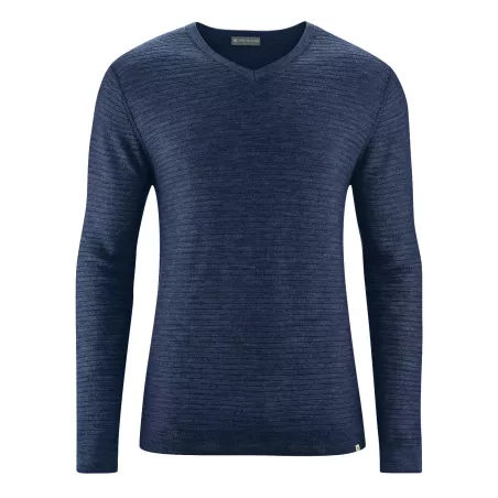 Pull homme col V chanvre et laine