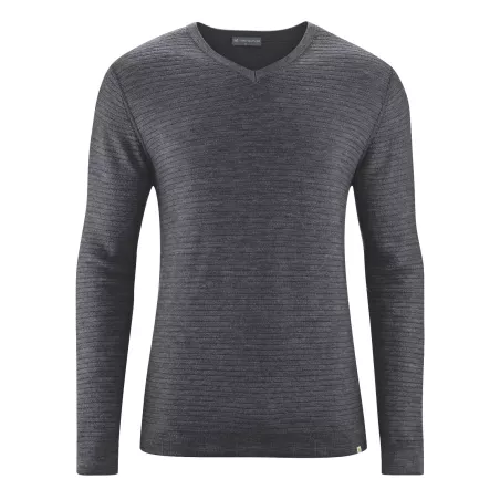 Pull homme col V chanvre et laine