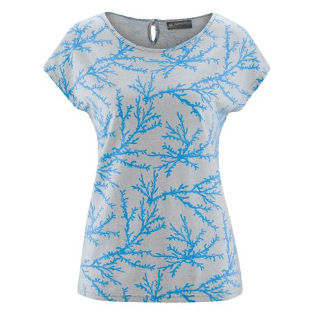 Tee-shirt Femme Manches Très Courtes en Chanvre et Coton Bio Imprimé Corail